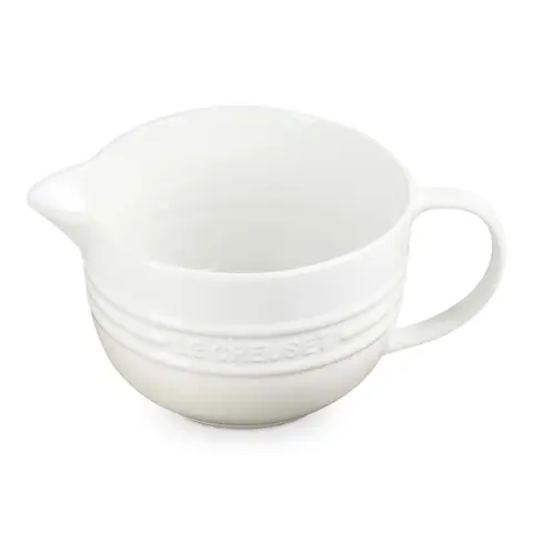 Le Creuset Steinzeug-Rührschüssel mit Griff, Meringue, 2 l, für die Zubereitung und Servierung von Speisen
