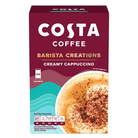 Costa Creamy Cappuccino Coffee Sachets 6 X 17g