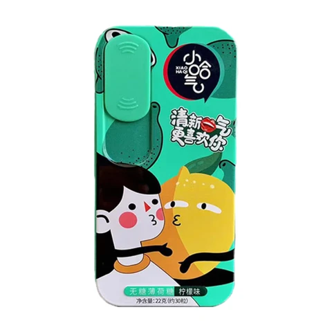 Xiao Haqi zuckerfreie Minzbonbons - Zitronengeschmack, 22 g, mit tragbarem Aufbewahrungsdöschen