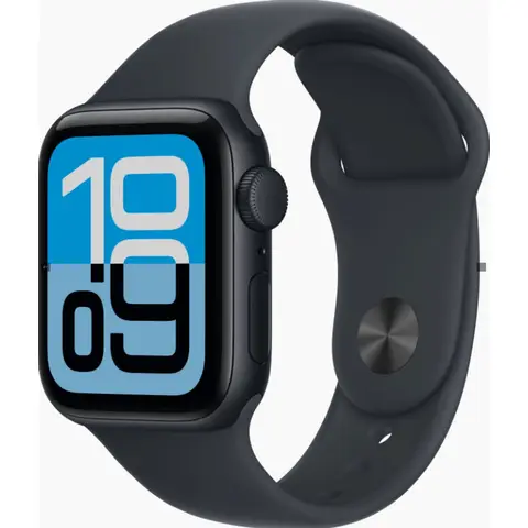 Apple Watch SE 3 GPS + Cellular 40 mm middernacht aluminium kast met middernacht sportband - M/L