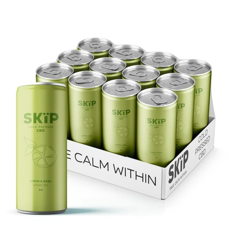 SKIP Cold Pressed CBD Lemon & Basil Stress Support Drink - 12 x 250ml