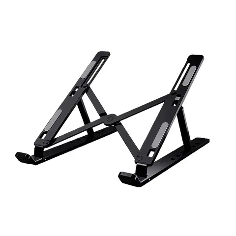 JORDAN&JUDY 18-Inch Black Aluminum Laptop Stand, Adjustable, Lightweight, Ergonomic Design