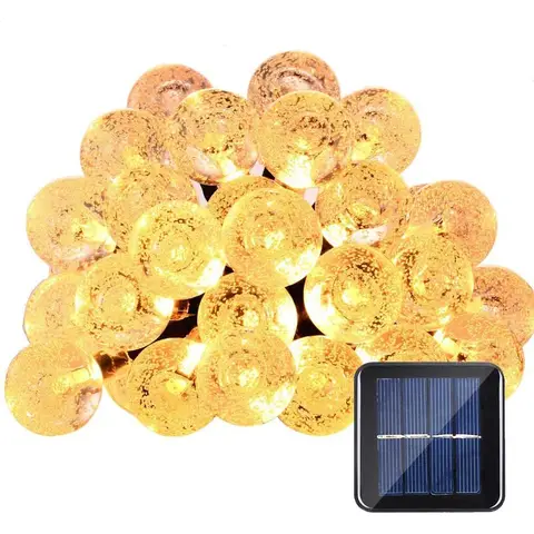 VIVREAL VCT-SLC021 Ballon lumineux à bulles alimenté par l’énergie solaire, 7 m, 50 LED, blanc chaud, Offre de Nouvel An, Cadeaux phares