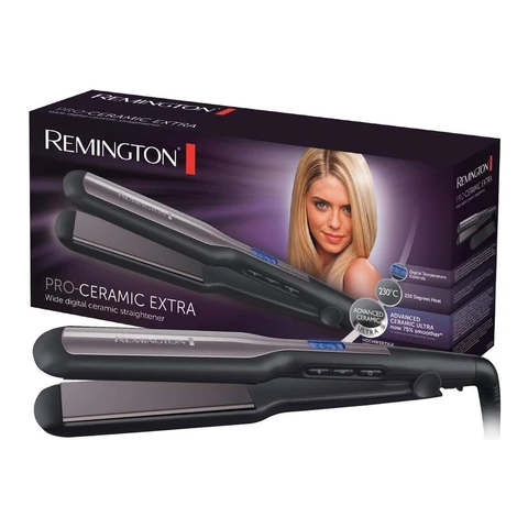 Remington Pro-Ceramic Extra Breiter Haarglätter (extra-breite 45mm Stylingplatten - besonders für dickes  krauses  lockiges und sehr langes Haar) LCD-Display  150-230°C  Haarglätter S5525