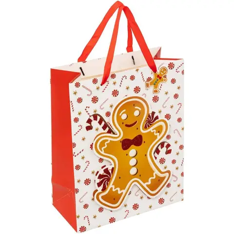 Mittlere Geschenktasche mit Lebkuchenmotiv