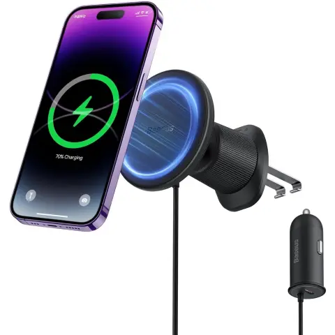 Baseus Magnetische kabellose Ladehalterung fürs Auto, kabelloses Laden 15 W + Tpye-C 25 W, Klauen-Editon