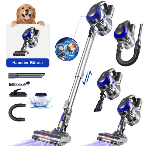 Daynee Aspirateur sans fil , aspirateur sans fil 55 kPa, aspirateur sans fil avec tuyau et brosse pour animaux, aspirateur sans fil HEPA*4 pour poils d'animaux, tapis et sols durs