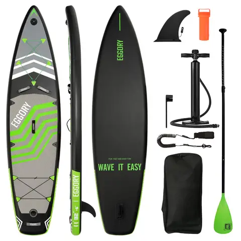 EGGORY Inflatable Stand Up Paddle Board  Fluorescent Green 3350x810x150mm 1pc