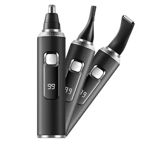 Sparoma 3-in-1 Ear and Nose Hair Trimmer – LED Display | 8500 RPM High-Speed Motor | IPX7 Waterproof | Type-C Rechargeable, Includes Extra Sideburn Trimmer and Eyebrow Trimmer Tips, TC-021 (Black)