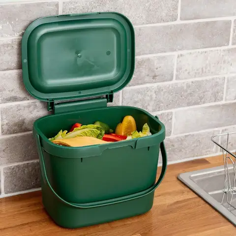 Addis Everyday Kitchen Food Waste Compost Caddy Bin, 4.5L - Sage Green