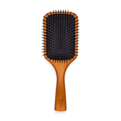 Beechwood Paddle Hair Brush Cushion Detangling Brush Anti Frizz Smoothing Scalp Massage Hair Brush for Long Thick Fine Hair Women Men Wooden Handle