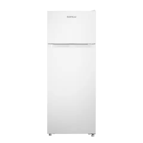 Sonlu TMF CD-240F Petit refrigerateur de 206 L avec compartiment congelateur superieur, refroidissement etcongelation rapides, clayettes reglables et pieds de mise a niveau, [Classe d'efficacite energetique E]