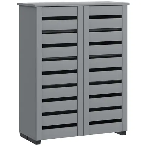 HOMCOM Narrow Shoe Cabinet for Entryway, 5-Tier Slim Shoe Storage Cabinet Dark grey