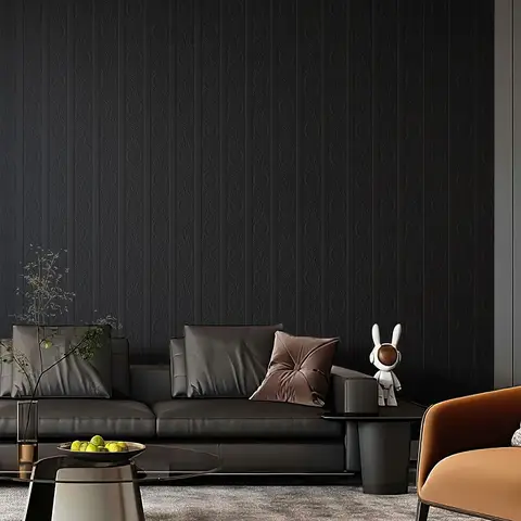 Murgall 3D Rococo Peel and Stick Wallpaper Black 44x305cm 1 Roll