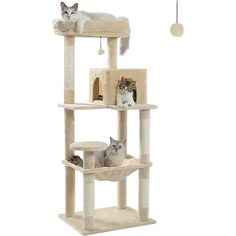 PAWZ Road Arbre à chat pour chats adultes avec hamac beige - 143 cm
