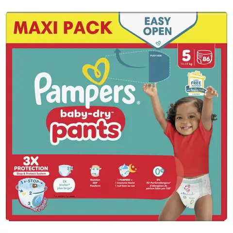 PAMPERS Couches-culottes Maxi T5, 86 pièces (BD)