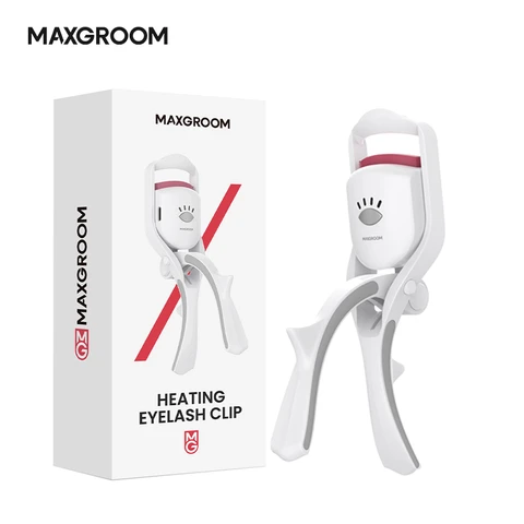 MAXGROOM Electric Eyelash Curler, Portable Eyelash Curler with Three Temperature Control Heating, 30-Second Rapid Heating, Type-C Charging, White, BM2310