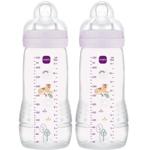 MAM Easy Active Baby Bottles 330ml - 2pk Girl