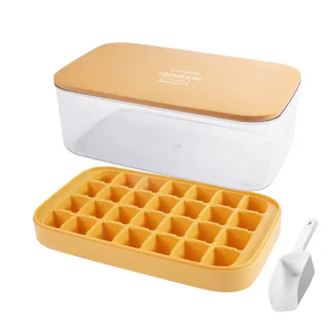 COOKER KING Cooker Ice Cube Moulds Large Capacity Silicone Ice Compartment Household Ice Storage Ice Box with Lid Refrigerator Ice Freezing Ice Cube Godly Tool