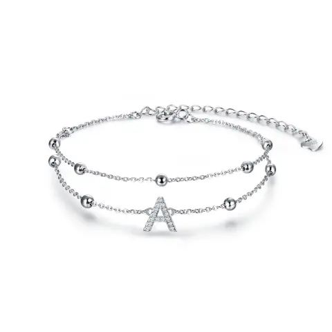 Ever Faith 925 Sterling Sliver Cubic Zircon Layered Letter Initial Link Bracelets for Women Dainty Jewelry Gifts for Anniversary Birthday Valentines Mother Day Chrismas