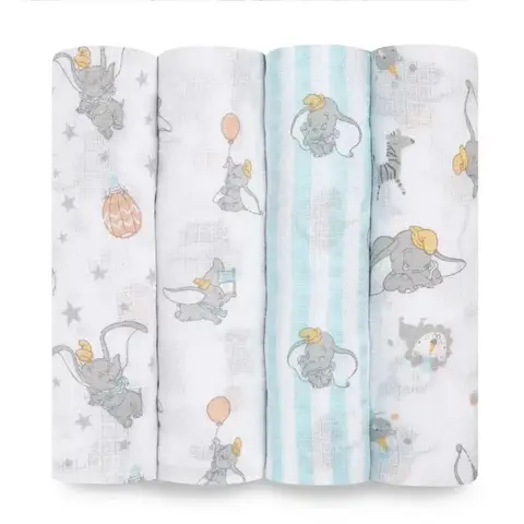 Aden + Anais Essentials Cotton Muslin Swaddles 4 Pack Dumbo New Heights
