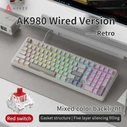 AJAZZ AK980 Clavier mécanique filaire gaming 98%