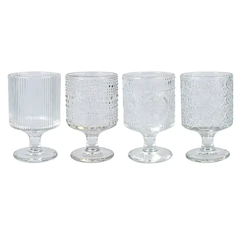 Elegant Glass Goblet Set Crystal Clear Stemware Wine Champagne Glasses 4 Piece