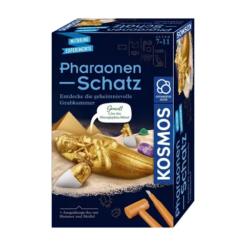 KOSMOS 658199 Pharaonen-Schatz, Ausgrabungs-Set, Grabe echte Edelsteine und Sarkophage selbst aus, mit Hammer und Meißel, Experimentierset für Kinder ab 7 Jahre