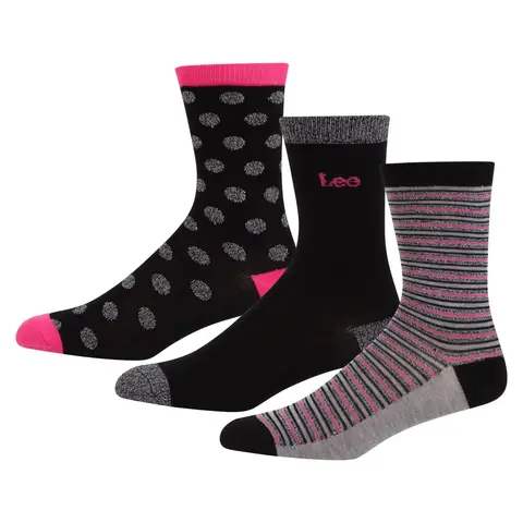 LEE cadeausokken Anoushka - zwart/grijs gestreept / effen zwart/grijs / met vlekken - 37-40