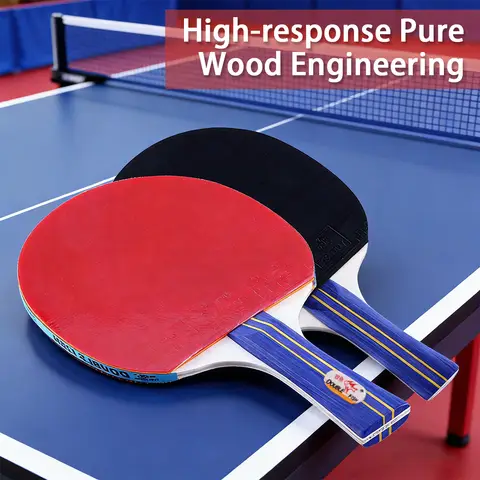 Double Fish 236A High-Elastic Student Training Table Tennis Racket Set Double Paddle with 3 Balls