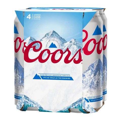 Coors 4 Can Pack - 3.4% ABV, 440ml x 4