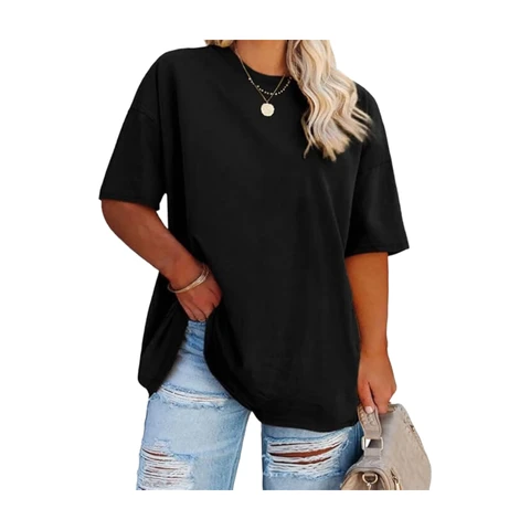 Women's Plus Size T Shirts Oversized Tees Summer Half Sleeve Crew Neck Tunic Tops 