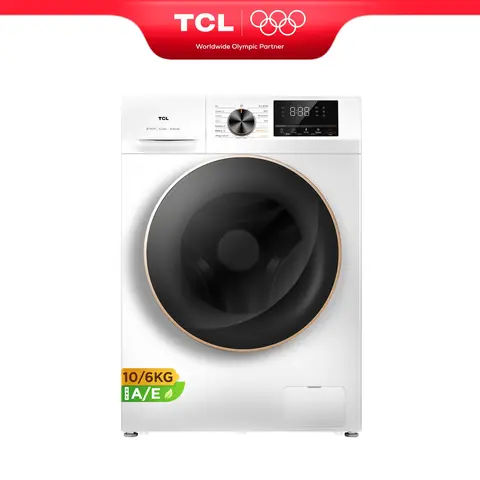 TCL Washer Dryer, 10 kg/6 kg, with Smart DD Motor, Eliminating Bacteria System, Steam Wash, Wash & Dry 60 min, Quick Wash 15 min, Child Lock, Delay End [Energy Class A/E] CP1210WA0UK
