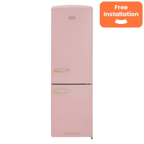 CDA Florence Tea Rose Pink Retro 199cm 60/40 Frost Free Fridge Freezer, Tea Rose Pink, D Rated