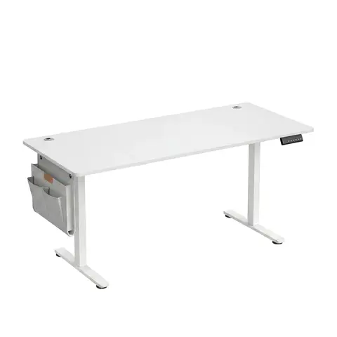 SONGMICSHOME Höhenverstellbarer Schreibtisch, 160 x 70 cm, Memory-Funktion, USB-C-Anschluss, weiß