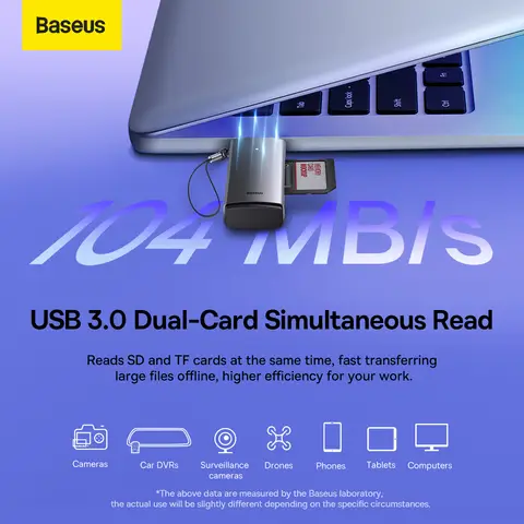 Baseus Lite Series USB-A to SD/TF Card Reader Grey