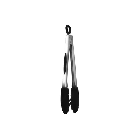 MASTRAD Pince multifonction de cuisine en acier inoxydable et silicone noir - 30 cm