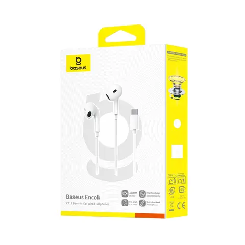 Baseus Encok CZ19 Wired Earphones Moon White