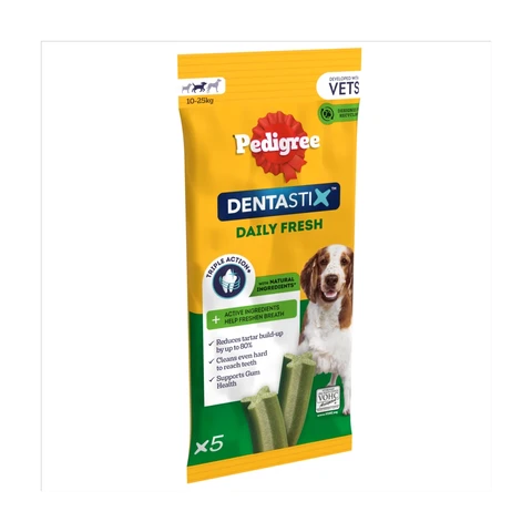 Pedigree DENTASTIX Daily Fresh Dental Chews Medium Dog Treat 5 Sticks 128g