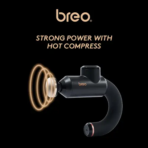 Breo Sport-M0500 Heated Massage Gun, Deep Tissue Percussion Massager for Muscle Recovery, Ergonomic Design, USB-C Charging