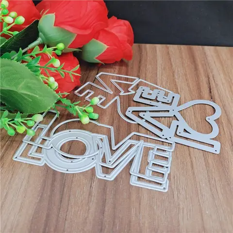 Valentine's Day Made with Love Metal Die Cuts,for DIY Scrapbooking Album Decorative Embossing Paper Dies for Card Making，Love