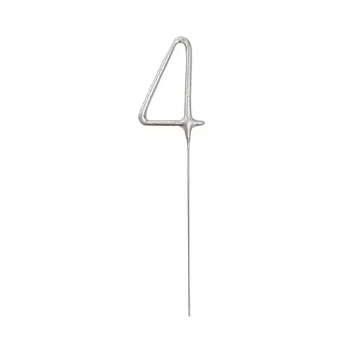 Unique Party Number 4 Sparkler Candle, Silver