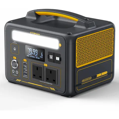 VTOMAN Jump 600X Tragbare Powerstation 600W – 299Wh Solar-Generator mit LiFePO4-Batterie, 600W Reiner Sinuswelle (Spitzenleistung 1200W) AC-Steckdose, PD 60W USB-C, 3x geregelter 12V/10A DC-Anschluss für Camping