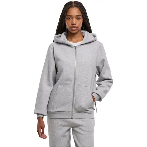 Urban Classics Damen Fluffy Zip Hoody Sweat & Fleece - Kapuzenjacke mit Reißverschluss lightasphalt Größe L