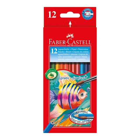 Faber-Castell Classic Colour Watercolour Pencils, Assorted Colours, Wallet of 12