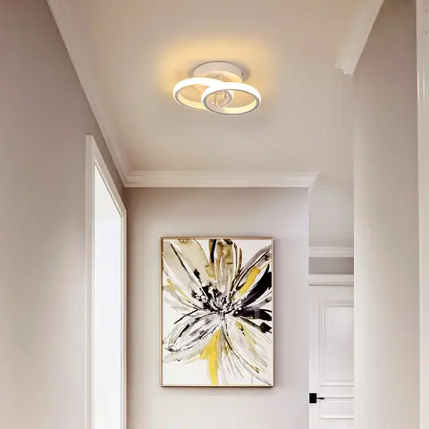 Weiße LED-Deckenleuchte mit zwei Ringen, 22W, warmweißes Licht 3000K, geeignet für Schlafzimmer und Wohnzimmer