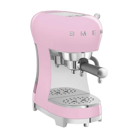 Smeg ECF02PKEU Espressomaschine, Cappuccino-Dampfunktion, Thermoblock, großer Kapselbehälter und Doppelkaffee-Funktion, 1-Liter-Wassertank, benutzerfreundliches Bediensystem, 1350 W, Pink
