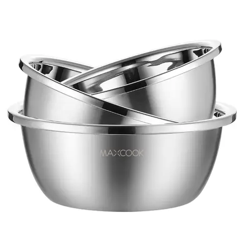 Maxcook Set of 3pcs Stainless Steel Mixing Bowl 20cm/22cm/24cm MCWS-3