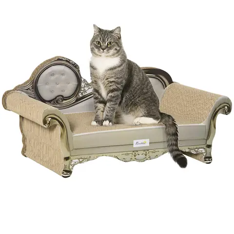 PawHut Cat Scratching Board, Cat Scratching Pad for Indoor Kittens, Kitty Scratcher with Catnip, 60 x 29.5 x 29cm - Brown