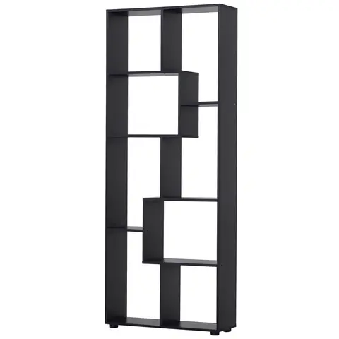 HOMCOM Bookshelf, Tall Bookcase, Modern Room Divider, 8 Cube Storage Unit, Freestanding Storage Shelf for Living Room Black